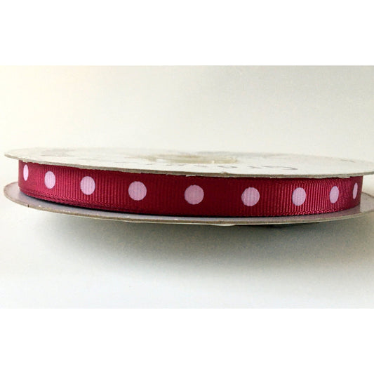 Grosgrain Ribbon Printed with Dots / 3/8" x 50 yards - Wine