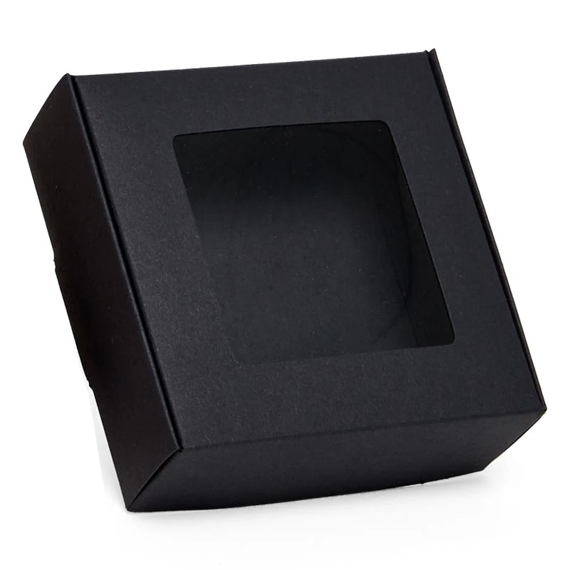 Black Window Favor Box 5 x 5 x 1-3/4" - 10 Boxes