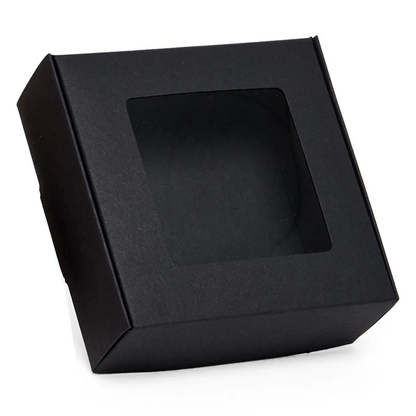Black Window Favor Box 5 x 5 x 1-3/4" - 10 Boxes