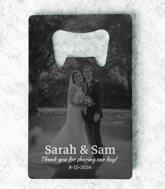 Laser Engraved Card Sized Bottle Opener / Black