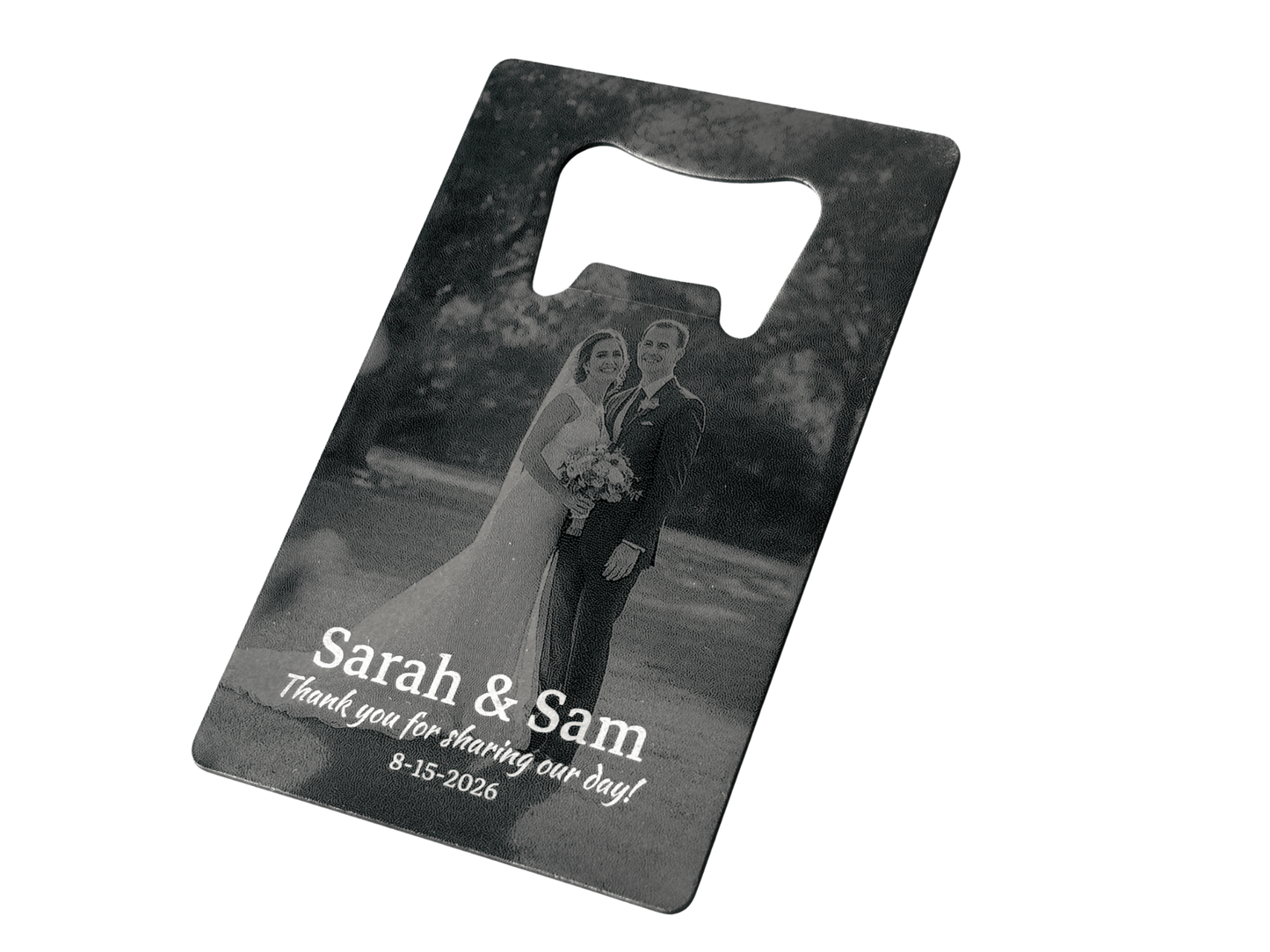 Laser Engraved Card Sized Bottle Opener / Black