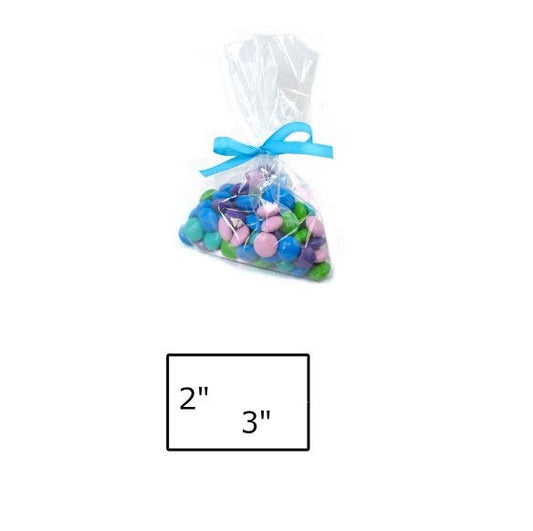 Clear 1.5mil Polypropylene 'Cellophane' Favor Treat Bags 2 x 3" / 50 Bags
