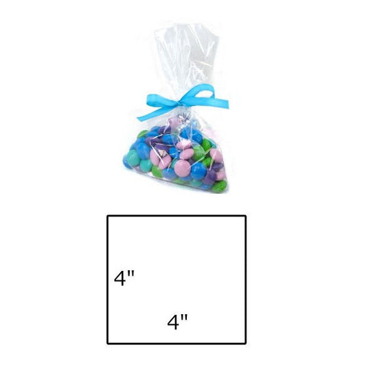Clear 1.5mil Polypropylene 'Cellophane' Favor Cookie Bags 4 x 4" / 50 Bags