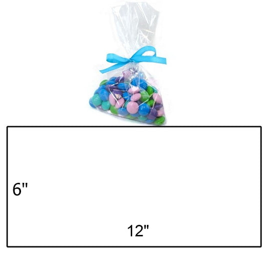 Clear 1.5mil Polypropylene 'Cellophane' Favor Treat Bags 6 x 12" / 50 Bags