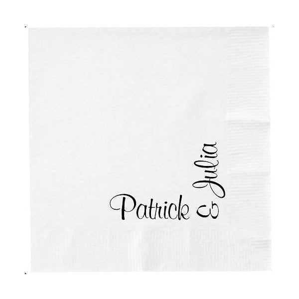 Personalized Beverage Napkin - Corner Names / 50 Napkins