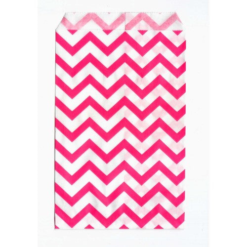 Paper Gift Bags 4" x 6" - 100 Bags / Pink Chevron