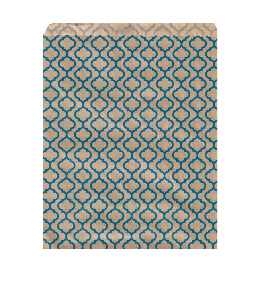 Paper Gift Bags 8.5" x 11" - 50 Bags / Blue Trellis