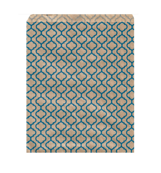 Paper Gift Bags 8.5" x 11" - 50 Bags / Blue Trellis