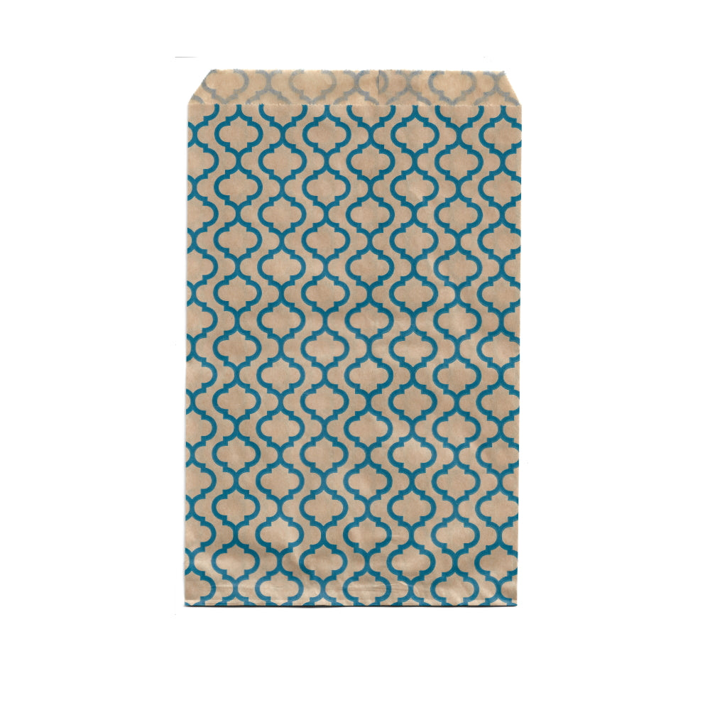 Paper Gift Bags 6" x 9" - 100 Bags / Blue Trellis