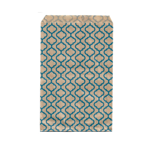 Paper Gift Bags 6" x 9" - 100 Bags / Blue Trellis