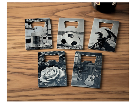 Laser Image Engraved Card Sized Bottle Opener / Black