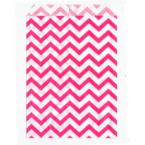 Paper Gift Bags 5" x 7" - 100 Bags / Pink Chevron