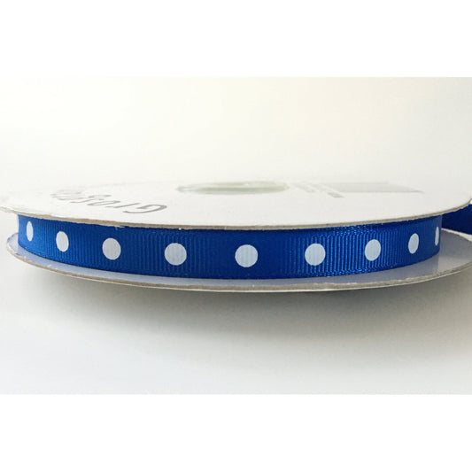 Grosgrain Ribbon Printed with Dots / 3/8" x 50 yards - Blue