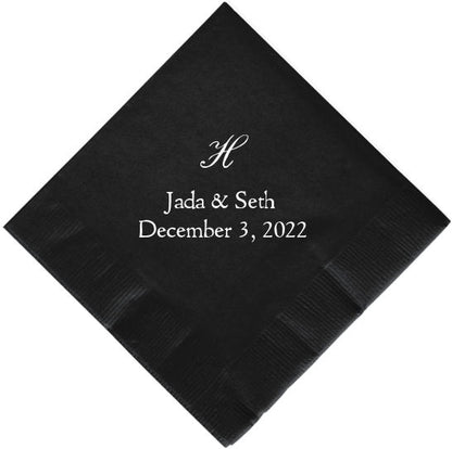 Personalized Beverage Napkin - Monogram / 50 Napkins